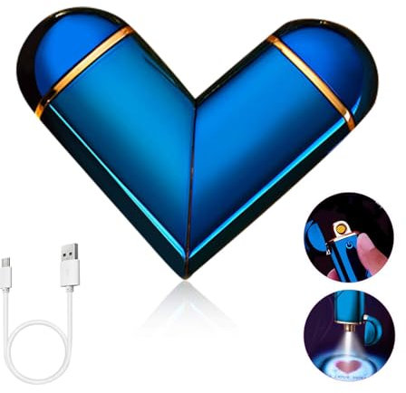 ASANMU Elektro Feuerzeug, Vatertagsgeschenk Geschenk für Papa, USB Feuerzeüg Lichtbogen Plasma Feüerzeug Elektrisch mit Projektion USB Aufladbar Winddichte Feuerzeug Ich Liebe Dich Love Männer Papa