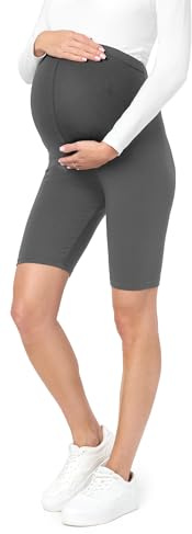 Be Mammy Leggings Courts de maternité Confortables en Coton Pantalons de maternité pour l'été Legging Court Grossesse Maternité BE20-228 (Gris XL)