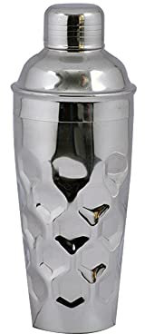 Kosma Designer Stainless Steel Cocktail Shaker in Octagonal Hammered Effect | Mocktail Shaker | Home Martini Mocktail Making Set | Martini Drink Shaker | Bar Accessory (Size - 750 ml)