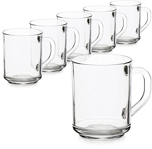 com-four® 6x Bicchiere da Tè, Tazze con Manico per Tè e Caffè | Ideale per Bevande Calde - Cioccolata Calda - Latte Macchiato e Cappuccino