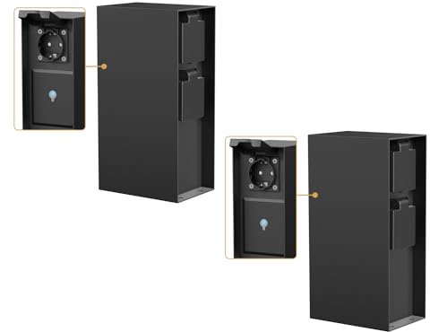 ledscom.de 2 pcs Enchufe de jardín Pilar POMI para Exteriores, IP44, Smart Home, WLAN, Alexa, 3 vías, Acero Inoxidable, Negro, Cuadrado, 23 cm