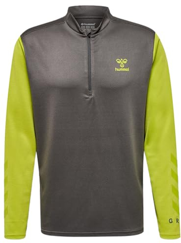hummel, hmlONGRID 1/2 Zip Poly Sweat, Forged Iron/Dark Citron, 2XL
