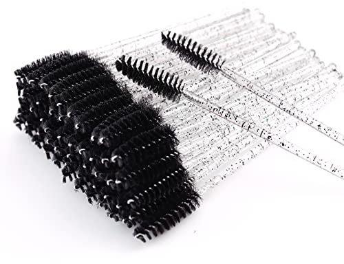 MSQ 50 Stück Mascara Pinsel Wimpern Bürste Einweg Mascara bürstchen Krystall Wimpernbürstchen für Wimpern und Augenbrauen, Mascara Zauberstäbe für Beauty-Salon und Hausgebrauch