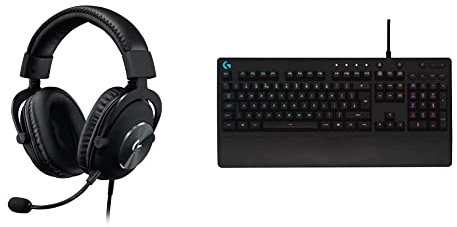 Logitech G G Pro X Over Ear Gaming Headset, Black & Logitech G G213 Prodigy RGB USB Video Game Keyboards, black