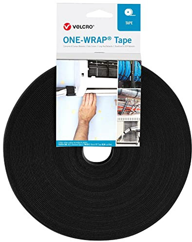 Velcro VEL-OW64128 - Nastro adesivo con velcro, ignifugo, 16 mm x 25000 mm, colore: nero