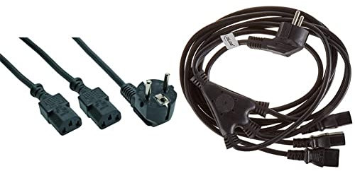 InLine 16653 Netz-Y-Kabel, 1x Schutzkontaktstecker zu 2X Kaltgerätestecker, 1,8m & 16653B Netz-Y-Kabel, 1x Schutzkontaktstecker zu 3X Kaltgerätestecker, 1,8m