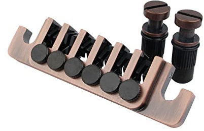 Guyker Gitarrenbrücke Saitenhalter – Vintage TP 6 70er Jahre Brücken mit Nieten und Einsätzen, Ersatz kompatibel mit LP Les Paul 6 Saiten E-Gitarre (Bronze)