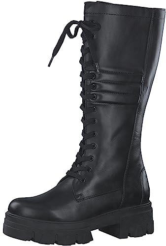 MARCO TOZZI Stivali Alti Donna senza Tacco in Pelle Zeppa, Black, 41 EU