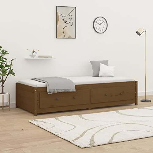 ZEYUAN Tagesbett, Schlafsofa, Couch Mit, Bettsofa, Sofabett, Sofa Bed, Schlafcouch, Daybed, Couch Bett, Jugendbett, Honigbraun 80x200 cm Massivholz Kiefer