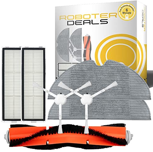 Roboter Deals - Zubehör Set, Ersatzteile Kit für Xiaomi Mi Robot Vacuum Mop 2 Pro+ (Mijia 1T) (STYTJ02ZHM) (1x Hauptbürste, 2X Filter, 2X Seitenbürste, 2X Pad)