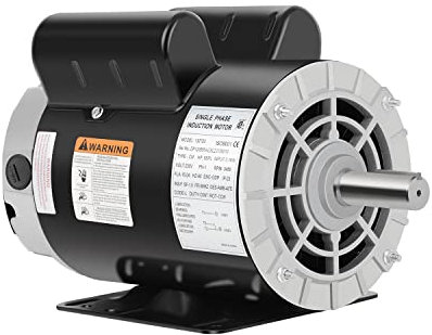 Cuilvu 5 HP SPL Air Compressor Motor, 3450 RPM, 230V, Single Phase, CCW Rotation, Black, Open Drip Proof Housing, Safety Protector