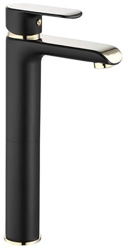 Rea Waschtischarmatur BLOOM BLACK GOLD HAUT Wasserhahn Bad Badarmatur aus Messing Armatur für Waschbecken Badezimmer Mischbatterie Waschbecken Einhebel (Schwarz)
