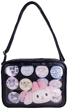 CoolChange Japanische Ita bag Umhängestasche mit transparentem Sichtfenster | Itabag Tasche | 22x30cm | Schwarz