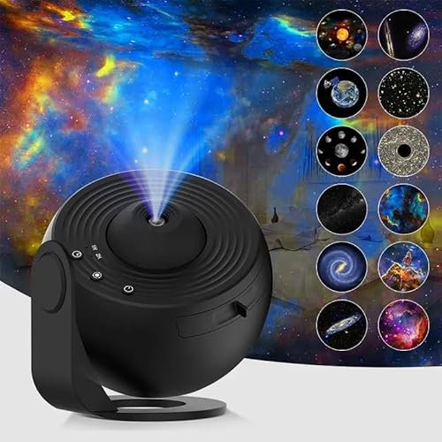 Projecteur Ciel Etoile, Bluetooth Lampe Decoration Chambre Aesthetic, Veilleuse de Ciel étoilé Réaliste avec 12 Disques de Film, Nuage Led Plafond Planetarium Projecteur Galaxie Plafond Enfant Adulte