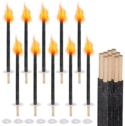 Jopassy 100 Stück Fackeln für draußen, 45 min Brenndauer 42cm wachsfackeln, Gartenfackeln, Fackeln für fackelwanderung& Party & Garten & Lagerfeuer, neujahr, weihnachten, martinstag