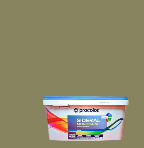 Pintura de Interior Monocapa Sideral Mix. Colores del Mundo. Alta cubrición, Lavable, Colores duraderos. Cubeta de 4 L. (4 L., Verde bambú - Amazonas)