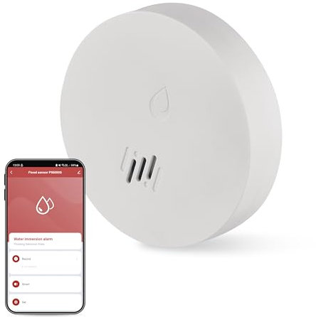 EMOS GoSmart - Smart Home Wassermelder mit App - Zigbee - 85dB Alarm, rot blinkendes Licht, kabellos - für Küche, Keller, Badezimmer - IP65 wasserdicht - 10 Jahre Lebensdauer - inkl. Batterie - weiß