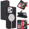 Zouzt for iPhone 15 Pro Max 6.7 Inch Genuine Leather Wallet case with Card Holder, [for MagSafe][Credit Slot][Real Leather] Flip Folio Book Protective Phone Cover Women Men - Litchi Black