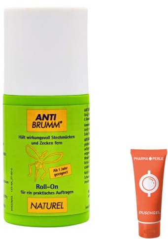 Anti Brumm Naturel Roll-On 1x 50 ml I Schutz gegen Mücken und Zecken I auf natürlicher Basis I Mückenschutz I Für zu Hause, Reisen I pflanzlich I Für Kinder ab 1 Jahr I Spar-Set plus Pharma Perle