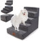Sytopia Hundetreppe Große Hunde 5 Stufen Hoch, Hundetreppe für Bett 60cm, Haustiertreppe waschbar, hochdichter Schaumstoff, für verletzte ältere Hunde (57cm Höhe, Grau)