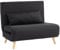 HOMCOM Einzelsofa Schlafsofa Sofabett Klappsofa verstellbar Rückenlehne Liege nordisch skandinavisch 25D Schaumstoff Haus Leinenimitat Tannenholz Schwarz 94 x 78 x 80 cm