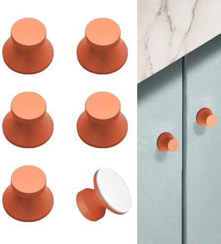 CcHhyyt Bunte selbstklebende runde Knäufe, Orange, selbstklebende Schubladenknäufe, Küchenschrankgriffe mit Klebstoff, Spiegelschrank, Kommode, 6 Stück
