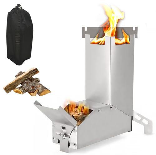Stufa a Razzo, Stufa A Razzo Portatile Durevole con Borsa per Il Trasporto, Stufa a Razzo Pieghevole in Acciaio per Picnic, Barbecue, Campeggio, Escursioni, Viaggi, Montaggio Semplicissimo