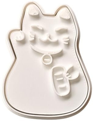 Emporte-pièce en forme de chat porte-bonheur japonais – Moule à pâtisserie – Ensemble de cadre et tampon – Fabriqué au Japon