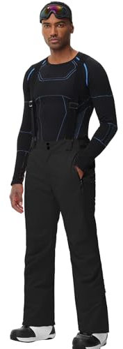 ALSOGO Herren Skihose wasserdichte Winddichte Winter Schneehose Outdoor Snowboardhose mit Abnehmbar Träger Schwarz L
