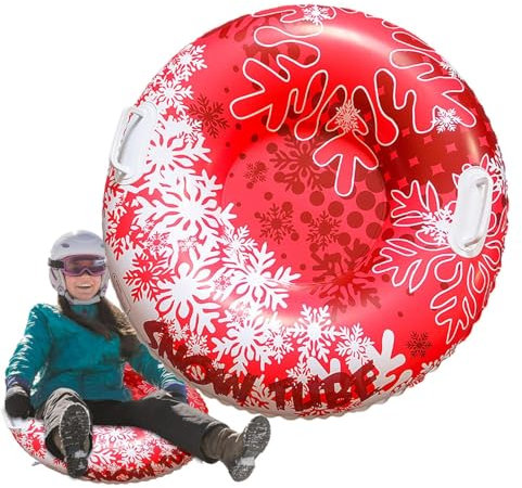 Aufblasbarer Schneeschlauch – Aufblasbarer Schlitten Mit 2 Griffen, Schneeschlauchschlitten Für Kinder Und Erwachsene, Robuster Aufblasbarer Schneeschlauchschlitten, Faltbares Outdoor-Winterspielzeug