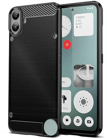 Qiinogow Hülle Kompatibel mit Nothing CMF Phone 1, Ultradünne Handyhülle Mit Stoßdämpfung, Schutzhülle aus Kohlefaser-TPU (Schwarz)