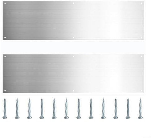 Sleek and Sturdy Stainless Steel Kick Plates Prevent Door Damage, Set of 2