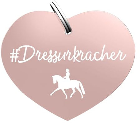 Soulhorse Marke Pferd Pony Hunde Glücksmarke Pferdemarke Gücksbringer Schutzengel Sattel Herz Trense Zaumzeug Vorderzeug Schlüsselanhänger Talisman für Tiere und Menschen (Rose, Dressurkracher)