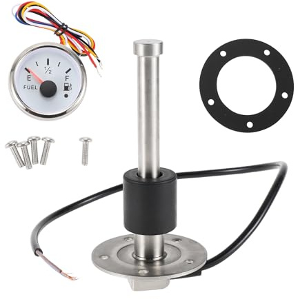 A ABSOPRO 14.9 25mm Length Fuel Sending Unit and Gauge Kit for RV Boat | 240-33ohm, 316 Stainless Steel, Fuel Level Sensor Fuel Water Tank Sender, for Boat Car Truck RV Fuel Water Level Sensor