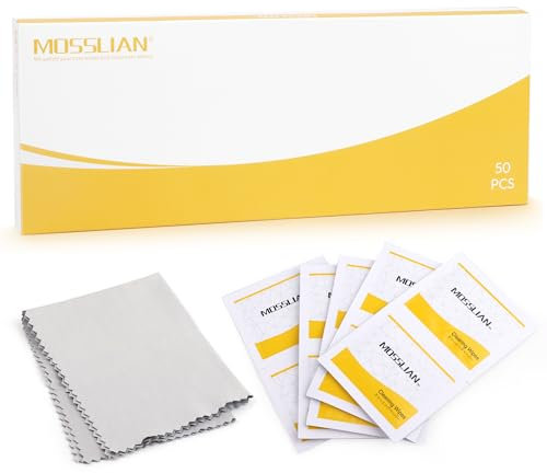 MOSSLIAN 50 Pack Hearing Aid Cleaning Wipes Individually Wrapped,Hearing Aid Wipes,Hearing Aid Cleaning Kits,Hearing Aid Accessories,Cleaning Wipes for Screen,Glasses,Phone