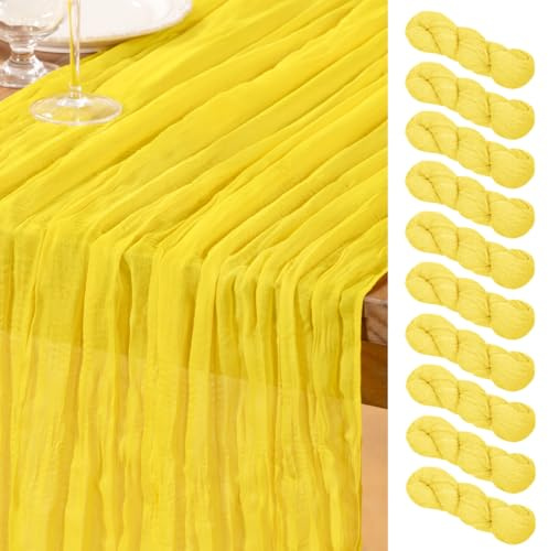 DeZerlor Lot de 10 chemins de table bohèmes en mousseline, pour l’été