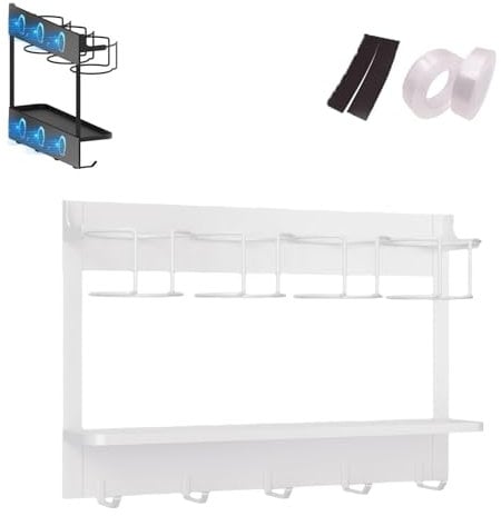 Organizador Magnético para Botellas De Agua 2 En 1, Soporte Magnético para Guardar Vasos, Portavasos Magnético para Frigorífico (4 Tazas de Blanco)