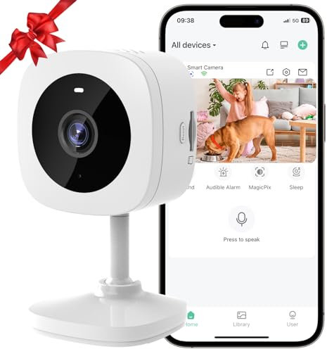 javiscam Indoor Camera 2K Security Camera,Cameras House Security for Elderly, Baby, Pet Camera, Motion Detection, 2-Way Audio, Night Vision, Real-Time Alert, SD&Cloud, 2.4G WiFi Cameras Pets