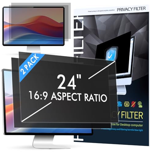 LAMA 2 Pack 24 Zoll Computer Blickschutzfilter BxH 531mm x 298mm 16:9 Universal PC Monitor Protector Sichtschutz Anti-Blaulicht Blendschutz Anti-UV Augenschutz