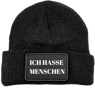 Beanie Mütze mit Spruch: Ich Hasse Menschen | Strickmützen für Damen und Herren | Witziges Geschenk für Frauen und Männer | Wintermütze | OneSize | Geschenkidee