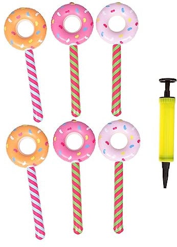 UPKOCH Aufblasbare Donut Lollipop Sticks Aus Strapazierfähigem Pvc Buntes Poolparty Zubehör Mit Pumpe Wiederverwendbare Cheerleading Spielzeug Dekoration