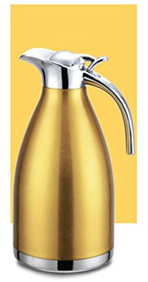Stainless Steel Coffee Jug - Breakfast Jug 1.5L - Assorted Colours - Coffee Tea Juice Milk Server (Gold)