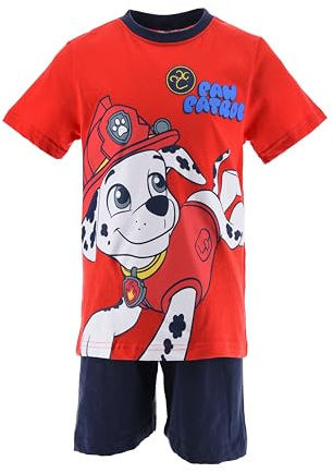 PAW PATROL Schlafanzug Pyjama Jungen Kinder Shorty Marshall (DE/NL/SE/PL, Numerisch, 98, Regular, Rot)