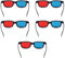 Tuesoa 5Pcs Black Frame Red Blue 3D Glasses 3D Dimensional Home Theater Glasses for Dimensional Anaglyph Movie TV Game Video