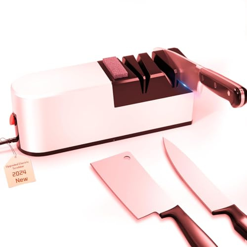 Affilacoltelli elettrico, sistema di affilatura coltelli 5 in 1 con lama dritta, affilacoltelli professionale diamantato PER affilatura grossolana, riparazione e affilatura coltelli (KW2)