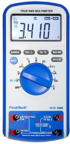 PeakTech P 3410 3410 – TRUE RMS Digital Multimeter 6000 Counts mit Durchgangsprüfer, NCV, Temperatur und Autorange - Cat III 1000V/ CAT IV 600V