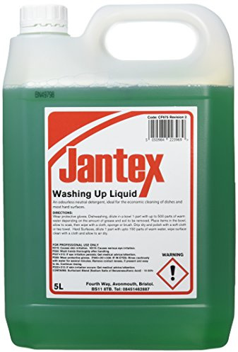 Jantex Commercial Washing Up Liquid Concentrate 5 Litre CF975, Green