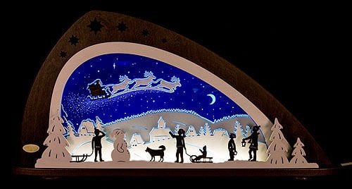 weigla - Schwibbogen original Erzgebirge I Motiv Santa Claus I LED Lichterbogen Weihnachten I Größe 66 x 33,8 x 6 cm I Inklusive Beleuchtung I beleuchtete Weihnachtsdeko innen I aus Holz