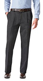 Dockers Men's Relaxed Fit Comfort Khaki Pants-Pleated, Dark Charcoal Heather, 40W x 34L
