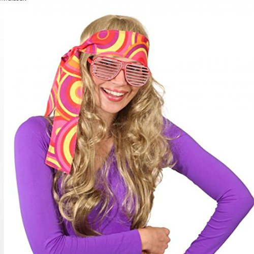 NET TOYS 70er Jahre Stirnband Hippie Haarband orange-gelb Flower Power Kopfband 60er Jahre Haar Band Peace Haarschmuck Fasching Mottoparty Kopfschmuck Karnevalskostüme Accessoires